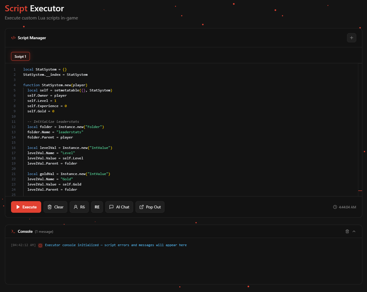 Aureus web-based script executor
